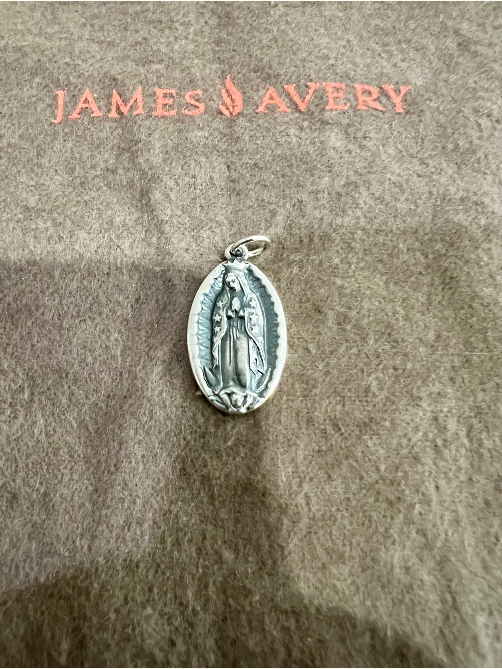 James Avery Silver Virgin Mary Medal Pendant in Silver Tone
